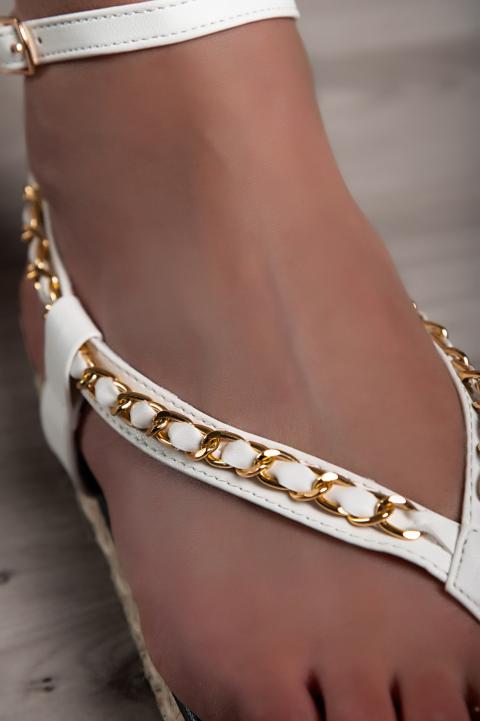 Sandálias com corrente decorativa, branco