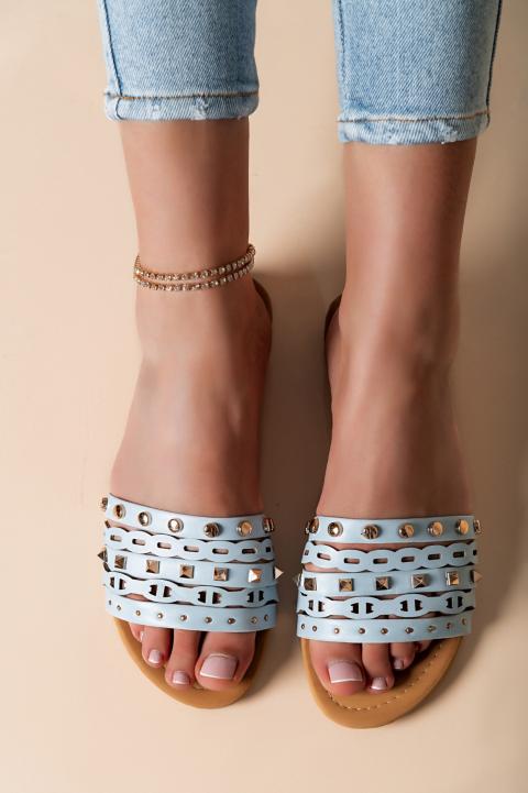 Sandálias com rebites decorativos, azul