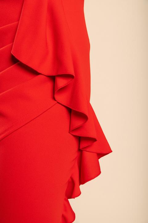 Minivestido elegante com folhos Ricaletta, vermelho