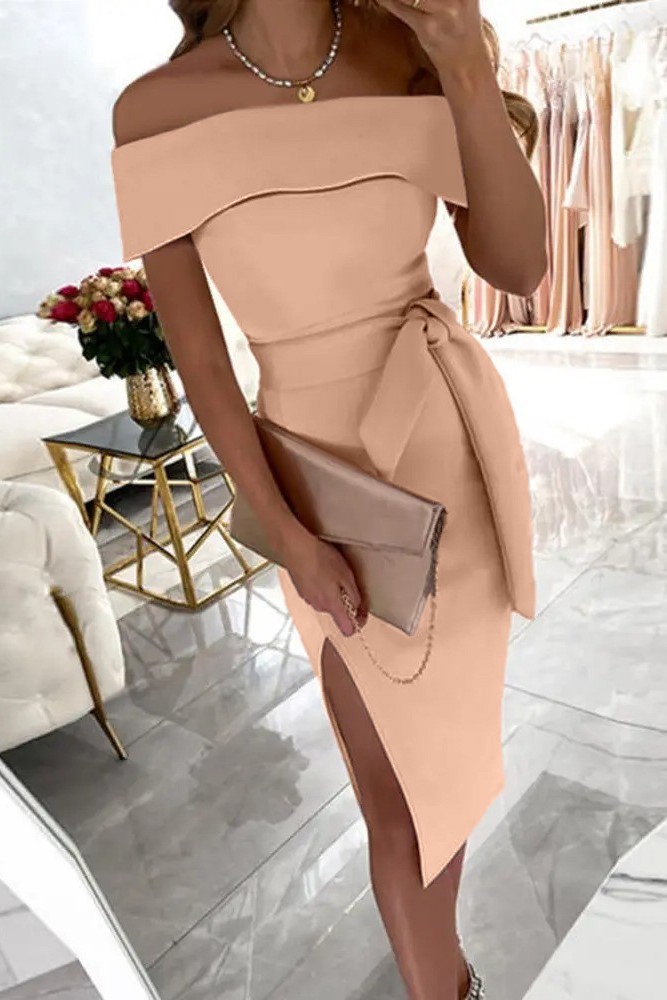 Elegante vestido midi Faleria, rosa claro --50%